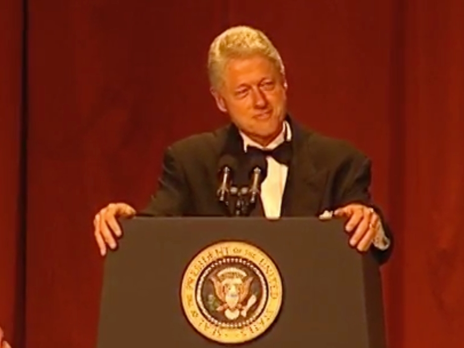 President Bill Clinton at the White House Correspondents’ Dinner.