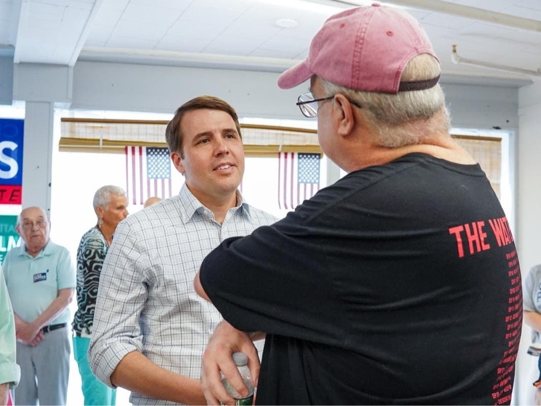 U.S. Rep. Chris Pappas campaigning at his field office in Manchester on May 16, 2026.