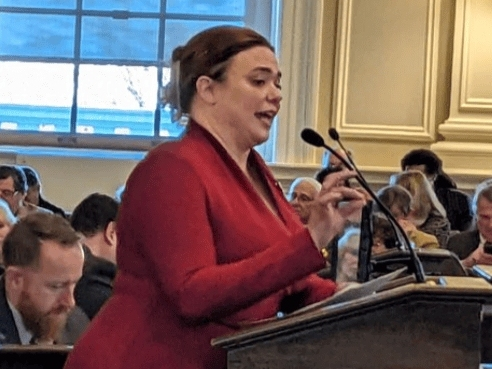 State Rep. Ellen Read (D-Newmarket) on the floor of the New Hampshire House