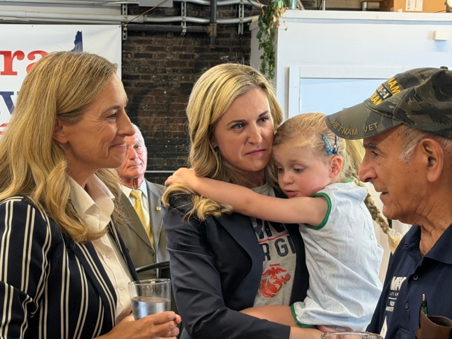 Gov. Mikie Sherrill (D-N.J.) campaigns with Maura Sullivan in Manchester, N.H. on August 19, 2026.