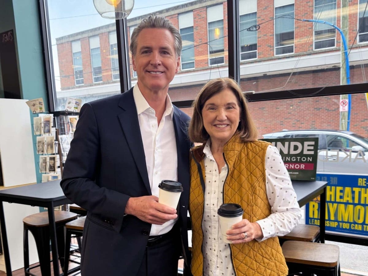 Gov. Gavin Newsom and Cinde Warmington at a recent event.