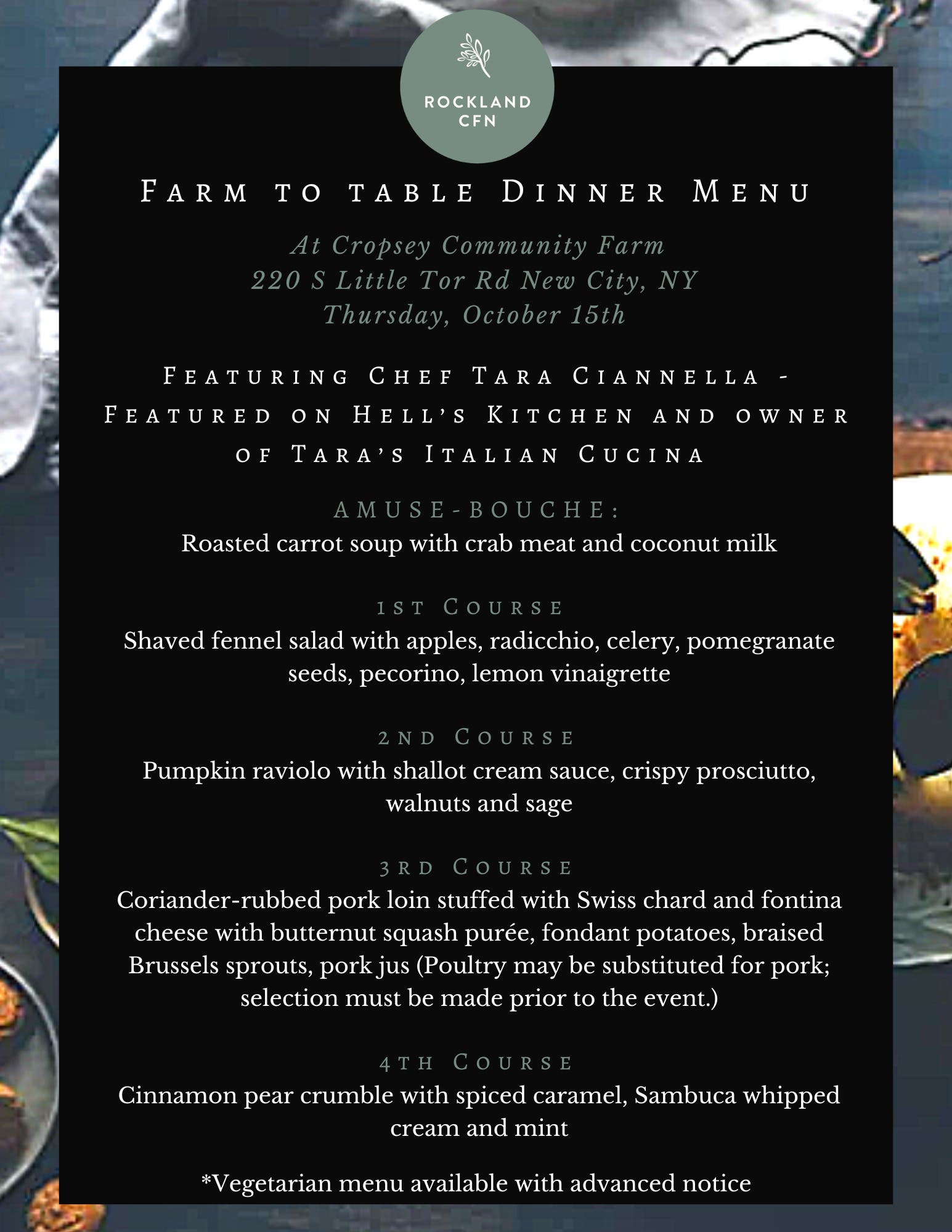 Farm to Table Dinner with Chef Tara Ciannella