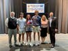 L-R: Riley Fields, Carolina Panthers director of community relations; Ravenscroft students Jacob Suh, Georgia Winston, Harrison Poole; Rachel Urban, ACS executive director central and eastern North Carolina; and Jon Charest, ACS senior development manager