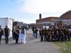 The marching band and dance team took a quick minute to pose for a quick photo prior to the halftime performance.  
