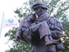 Fallen U.S. Army medic PFC Joseph Dwyer was remembered this week at the dedication of a statue that recreated the moment his image was captured on film in an iconic Army Times photo from 2003.