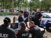 Members of the community met with local police at the Harbor Church.