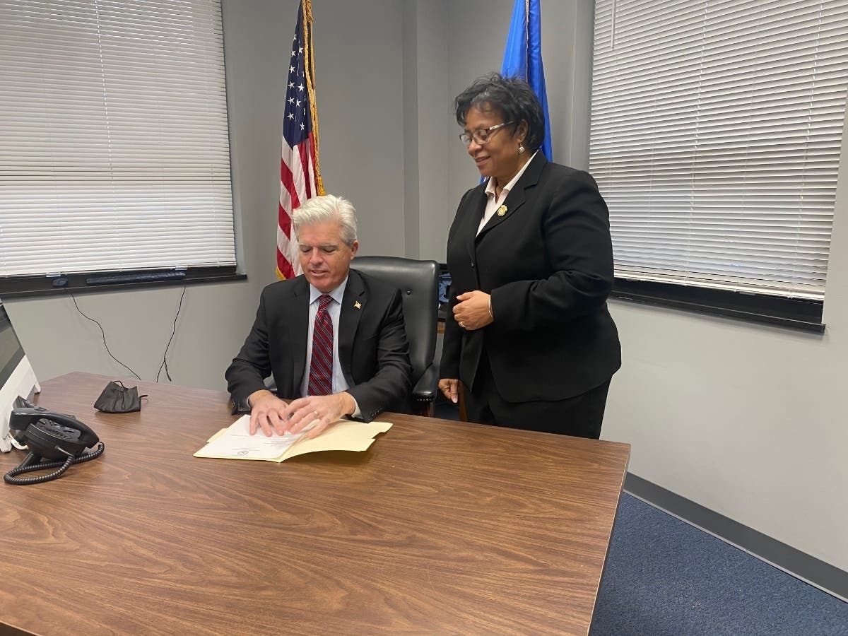 Suffolk County Executive Steve Bellone has appointed Risco Mention-Lewis acting police commissioner.