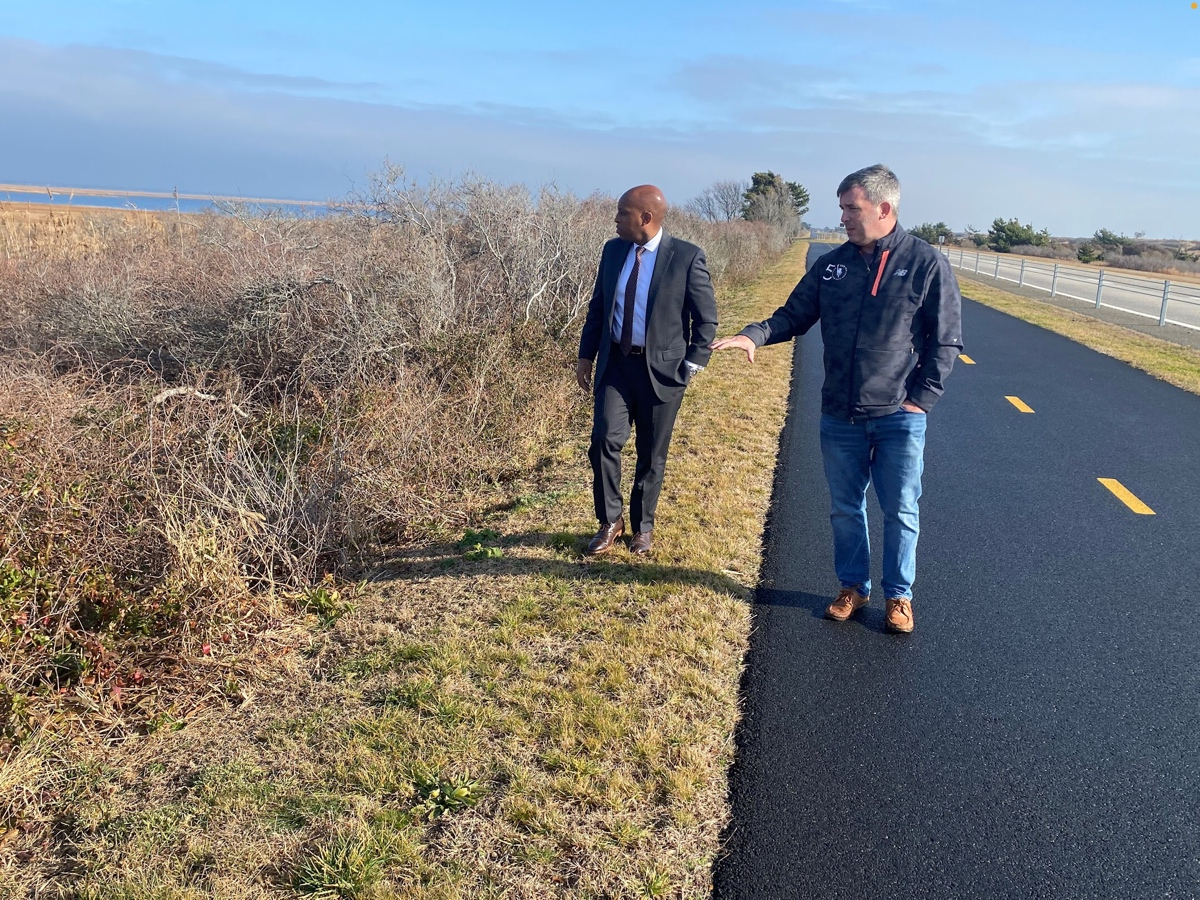 Suffolk Police Commissioner Rodney Harrison toured Gilgo Beach with Homicide chief Det. Lt. Kevin Beyrer on Friday.
