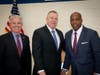 Suffolk County Executive Steve Bellone, Deputy Police Commissioner Anthony Carter, and Police Commissioner Rodney Harrison.