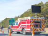 Traffic was slowed down while firefighters knocked down the brush fire.
