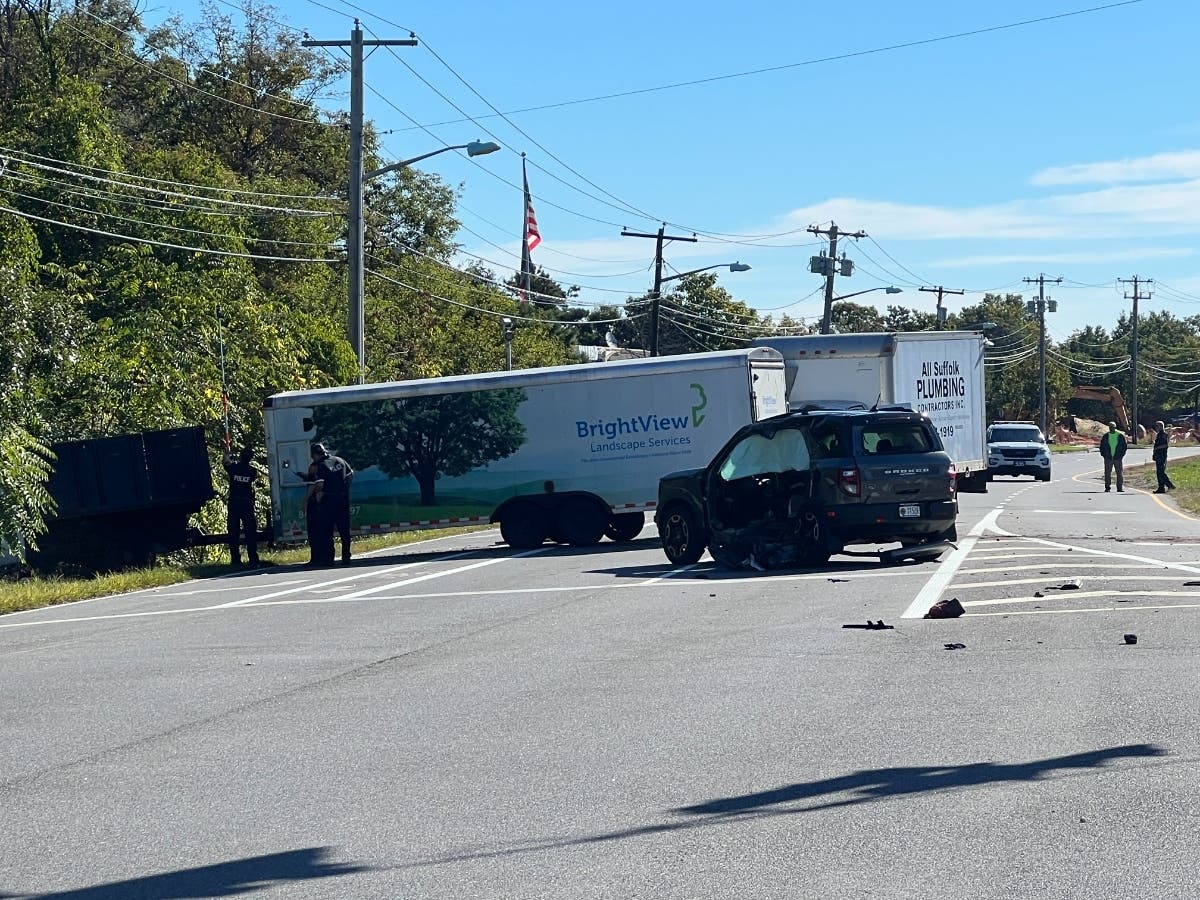 A Brentwood man was killed in a three-vehicle crash in Holbrook on Wednesday, Suffolk police said.