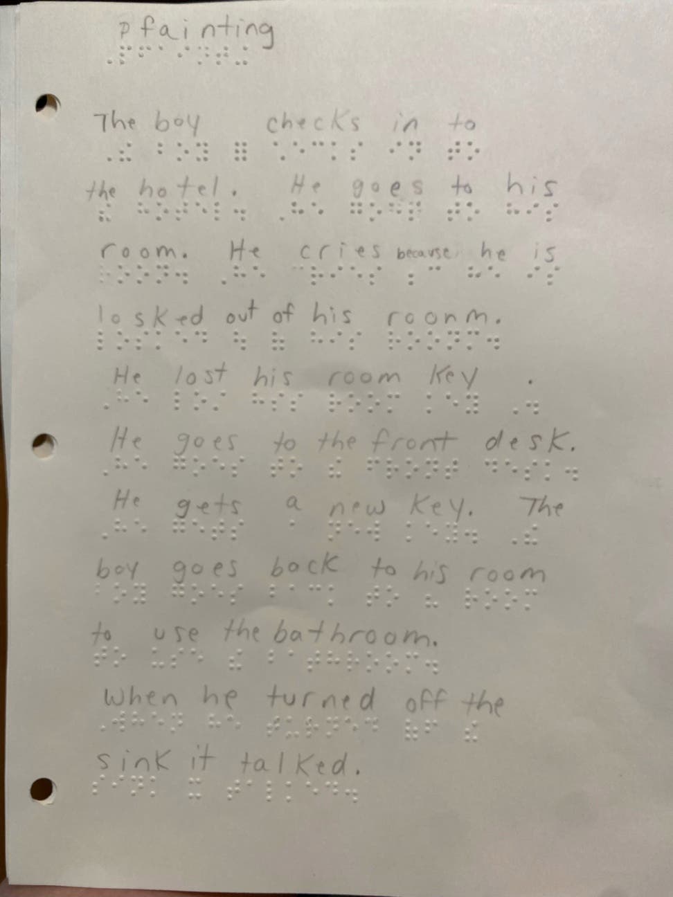 An excerpt from "Fainting" by Joey Buccilli. / Denise Buccilli