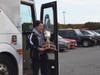 Drum major Jay Greengold carried the Governor’s Cup off the bus as the band arrived
back home.
