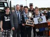 Family, friends, and Superintendent of Schools Christopher Pellettieri welcomed the
students back as they returned from the state competition in Syracuse.