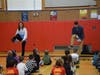 Teachers volunteered showing off their basketball skills.