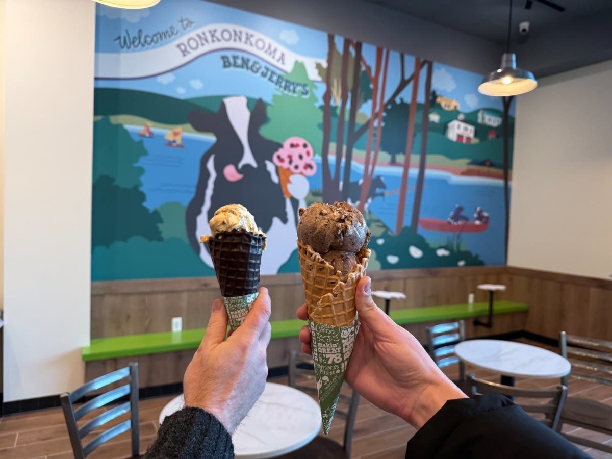 Ben & Jerry's Ice Cream will open Monday at the Station Yards development in Ronkonkoma, Tritec Real Estate said.