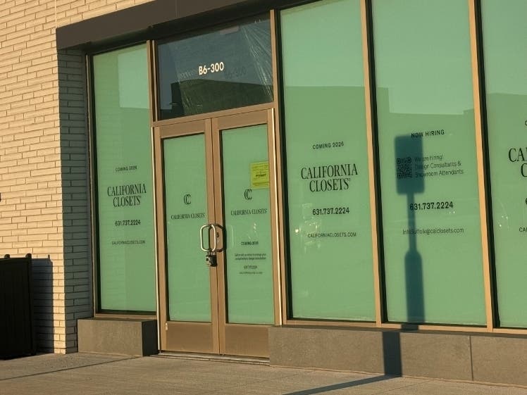 California Closets' latest Long Island location is set to open soon at The Shops at SunVet in Holbrook, according to signage at the storefront.