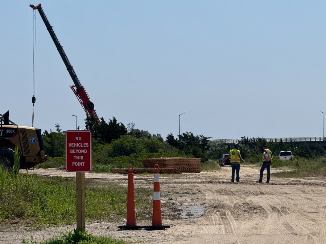Crews have begun the staging for the construction of the new bridge to Smith Point County Park in Shirley, but officials do not expect any interruptions to beachgoers.