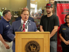 Bussi was welcomed by a cheering crowd by a host of Suffolk County officials, including Executive Ed Romaine, District Attorney Ray Tierney, and Deputy Police Commissioner Belinda Groneman, not to mention his family, and old friends from the rink.
