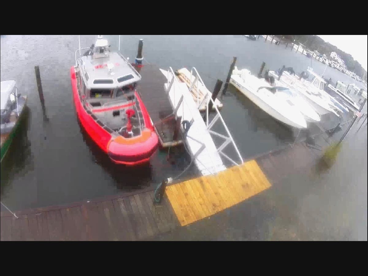 The nor'easter pounded the low-lying coastal areas of Mastic Beach on Saturday morning, leaving roadways unpassable and many without power, Fire District Commissioner Bill Biondi told Patch.