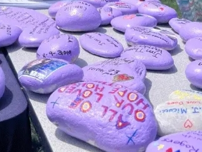 The Purple Rock Project joined community organizations on Sept. 29 at Stony Brook’s Reboli Center for Art and History for an evening of painting kindness rocks in recognition of National Recovery Month and those affected by substance use disorder.