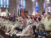 Boy Scout troops from as far as Ohio participated in the Four Chaplains 80th Anniversary Mass at St. Stephen’s Church in Kearny on February 5, 2023, receiving special Four Chaplains patches afterward.