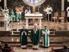 Cardinal Joseph W. Tobin, Archbishop of Newark (center), presides over a Diamond Jubilee Mass celebrating the 75th anniversary of Scotch Plains’ St. Bartholomew the Apostle Church on November 19, 2023.