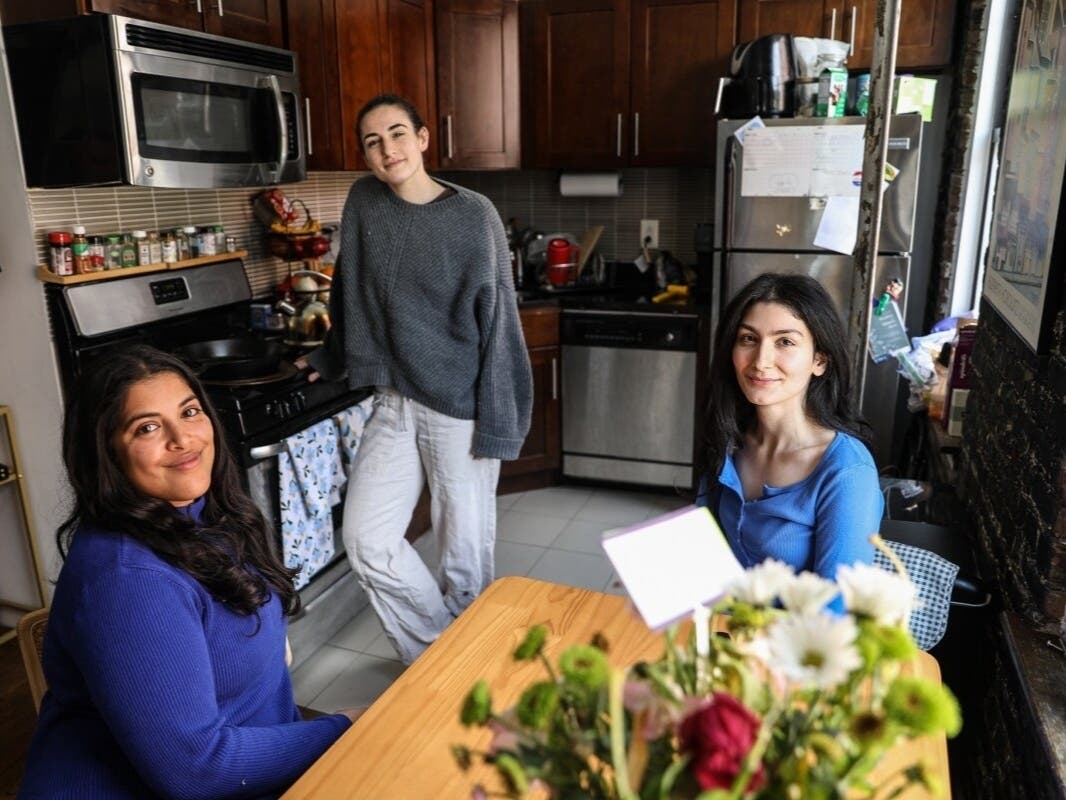 A landlord was not renewing the East Village apartment lease for roommates Feryal Nawaz, left, Carla Orlandi and Parisa after citing demolition work, May 8, 2026.