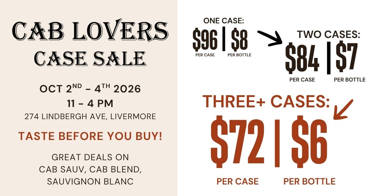 The Cab Lovers Sale returns! Cabs as low as $6 per bottle when you buy three cases.