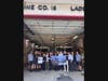 Jewish National Fund-USA Vice President, Ambassadors, Sheryl Buchholtz, and Israel Program Admission Director Richard Abrams, with FDNY Engine 16/Ladder 7 first responders and Hillel at Baruch College students