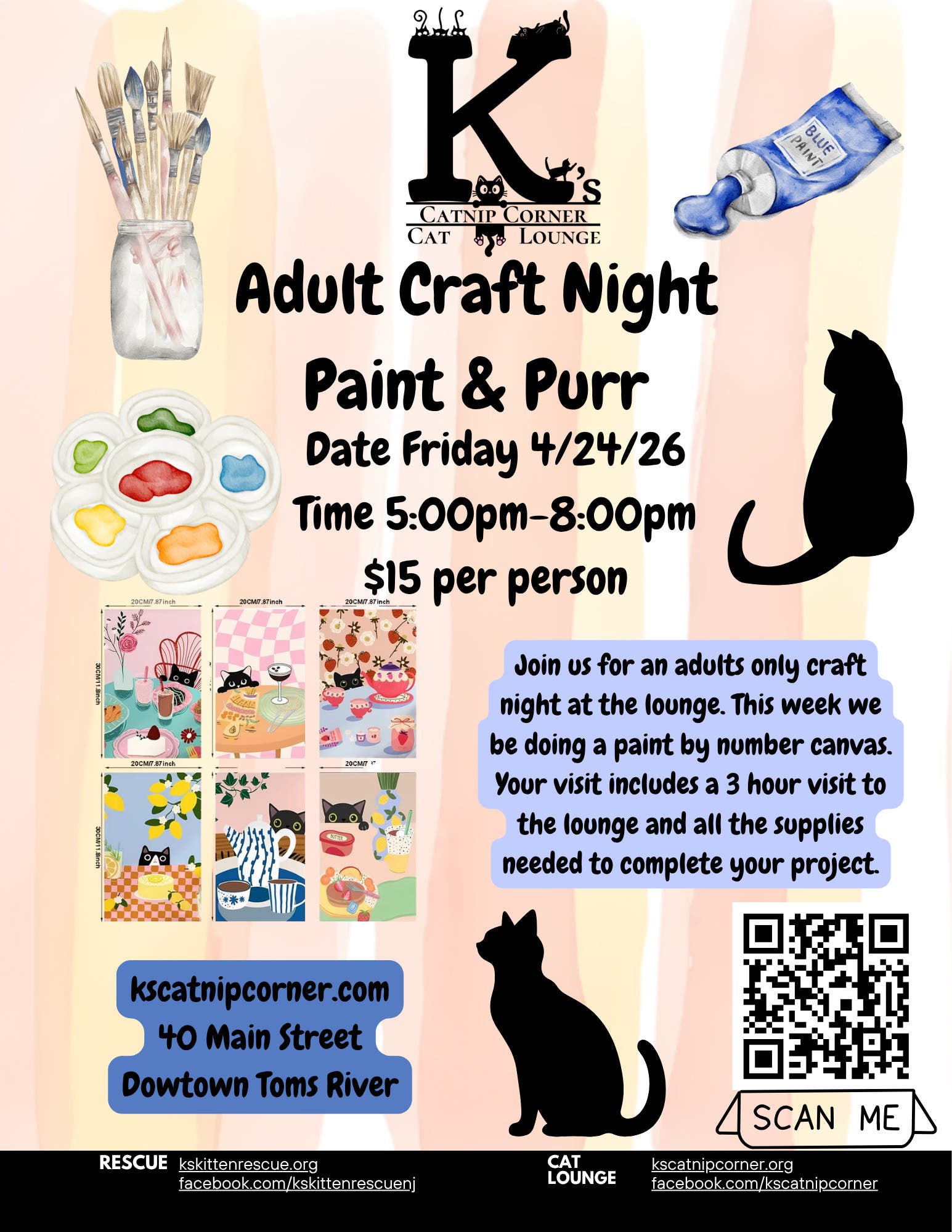 Paint and Purr Craft Night At K's Catnip Corner Cat Lounge