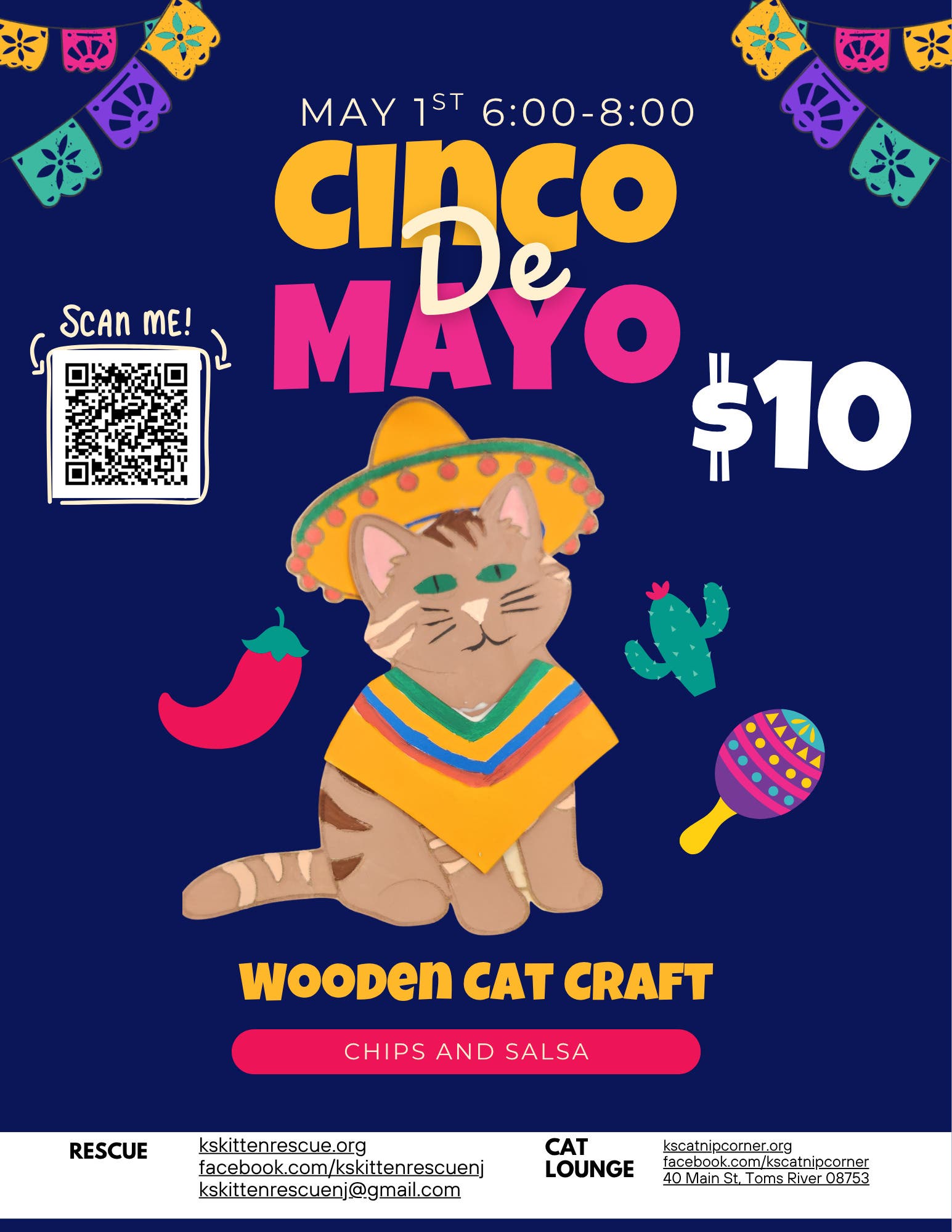 Cinco de Mayo Wood Cat Craft