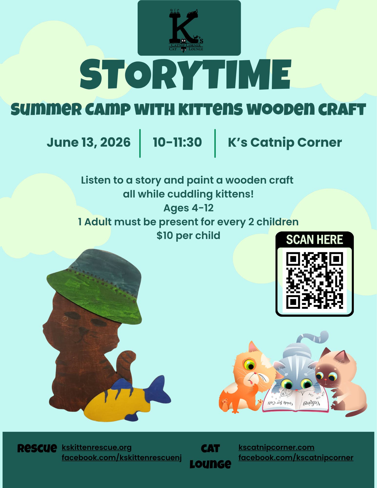Storytime and Summer Camp With Kittens Wood Craft
