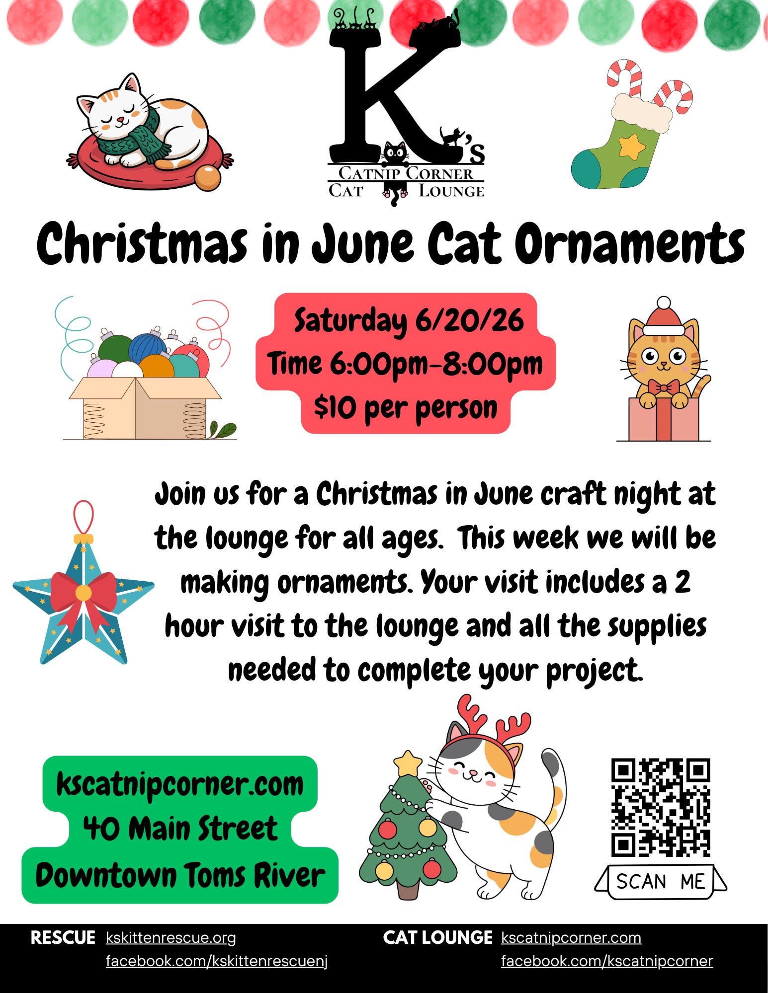 Christmas In June Cat Ornaments