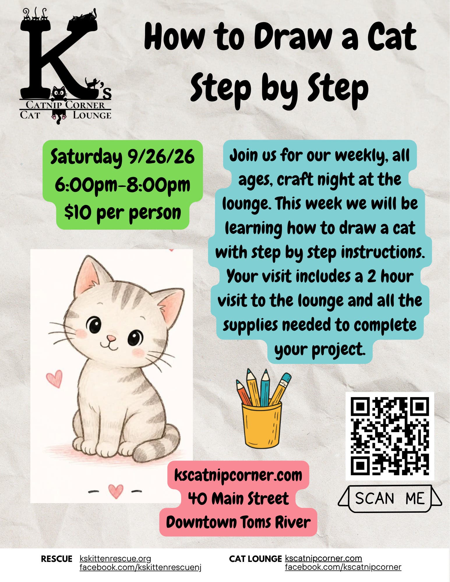 How to Draw a Cat All Ages Craft Night