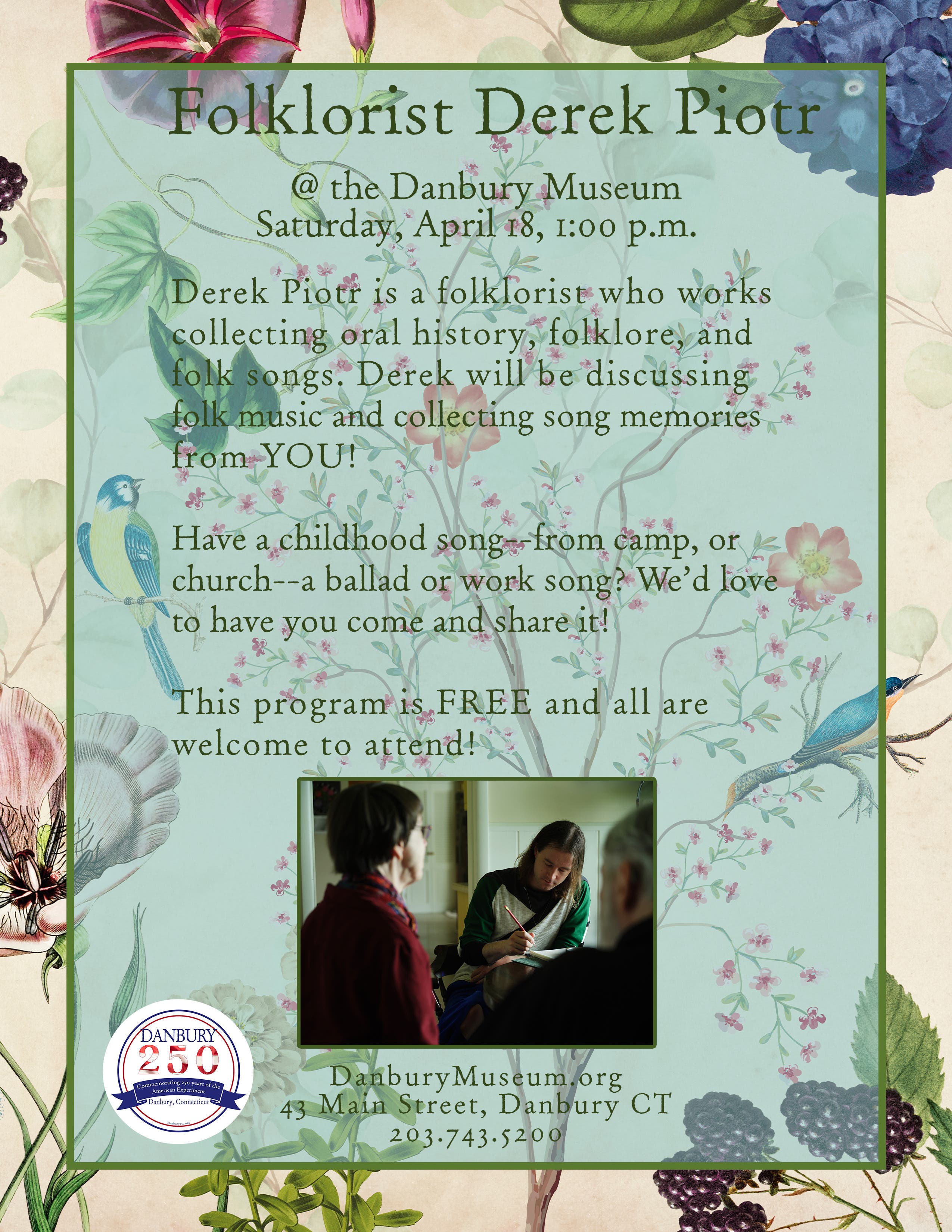 Folkorist Derek Piotr @ the Danbury Museum!