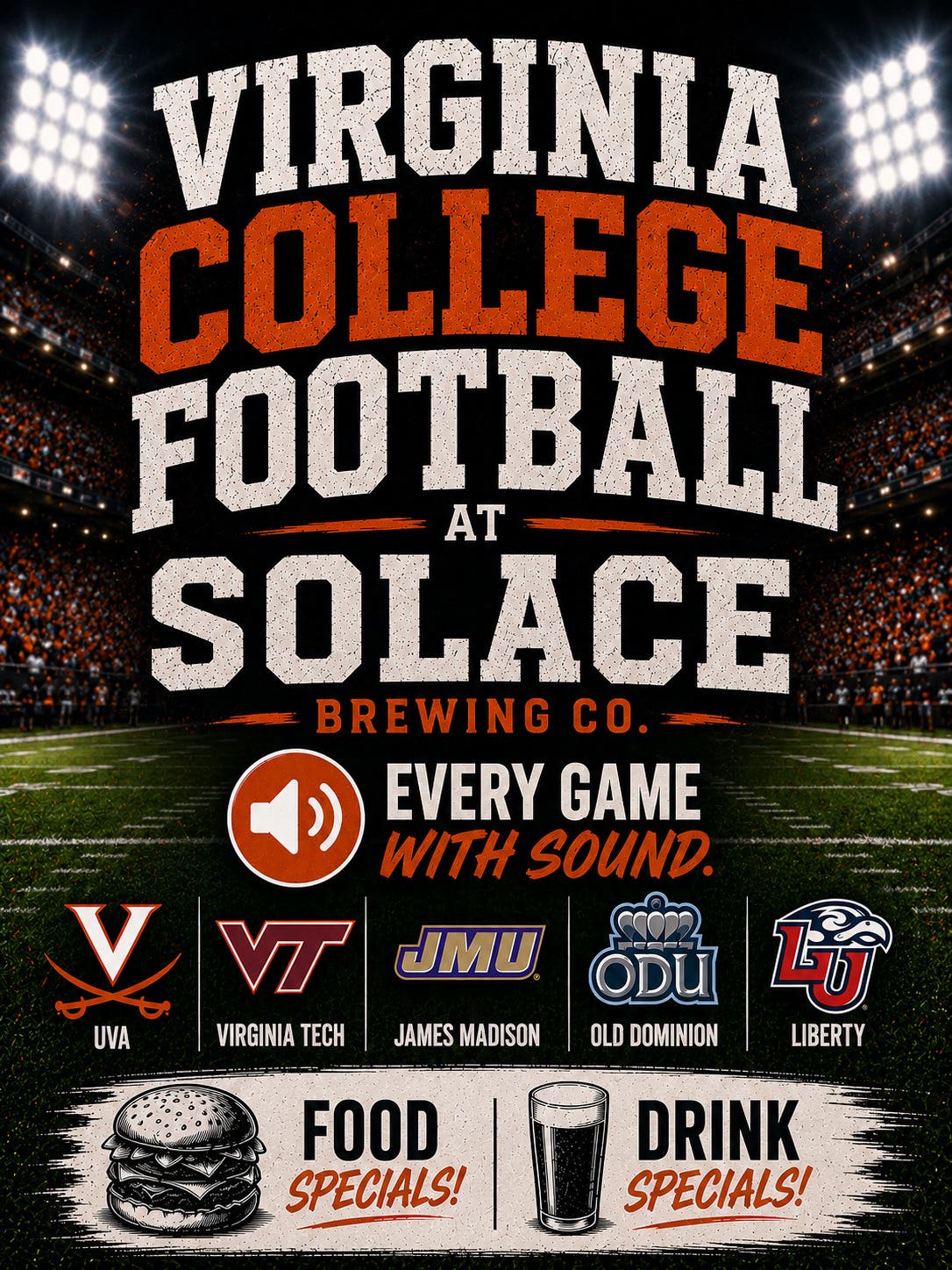 Virginia College Football Watch Parties at Solace Brewing Co.