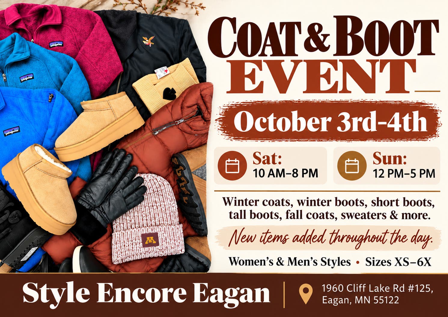 Coat & Boot Event at Style Encore Eagan | Oct. 3–4