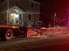 February 2021 accident where one car ended on the property at the southwest corner of Muncey and Wilson.