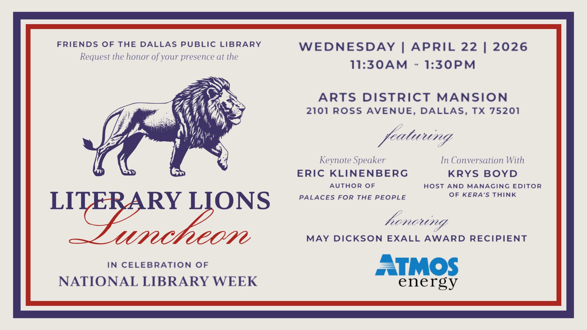 Friends of the Dallas Public Library Presents Literary Lions Luncheon with Author Eric Klinenberg