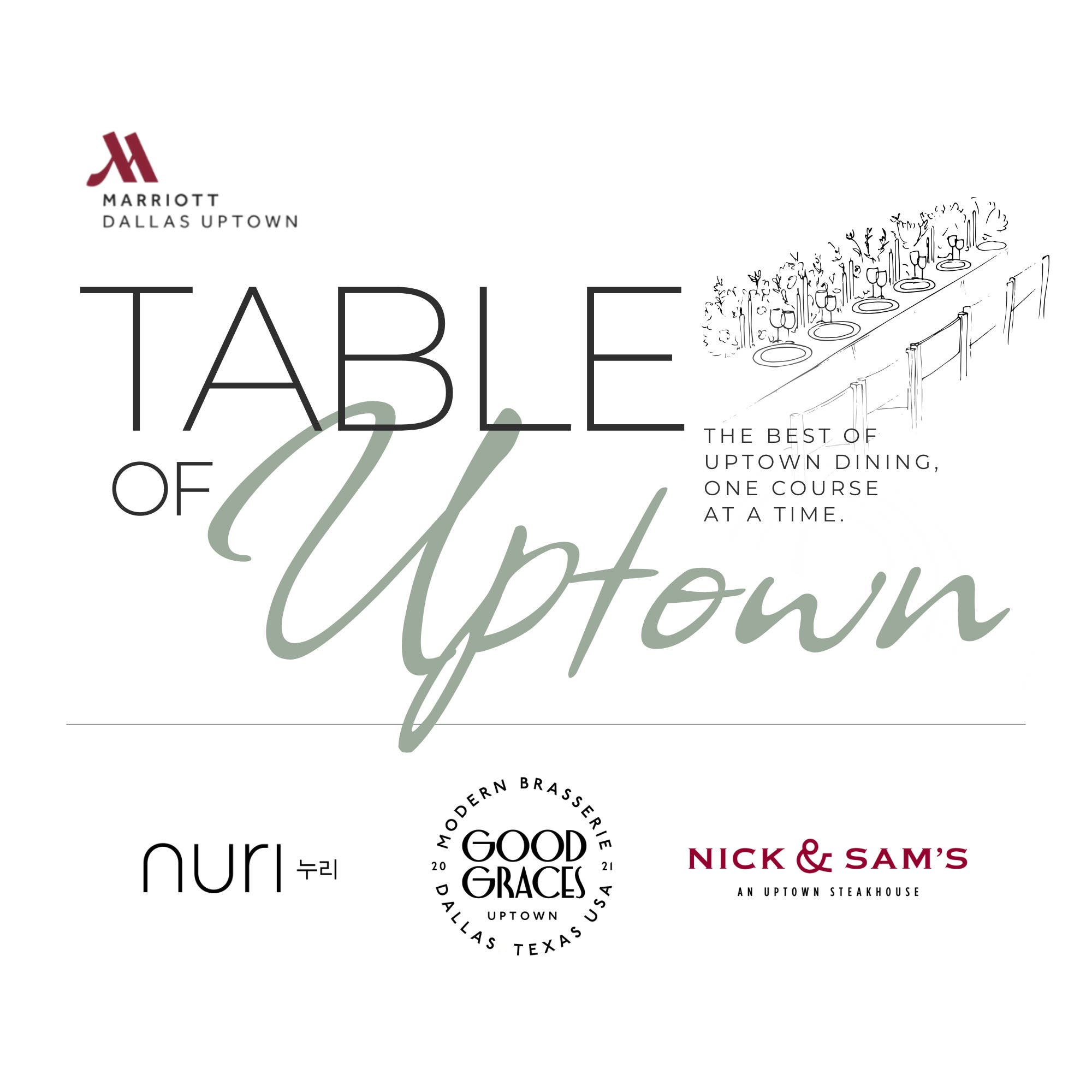 Table of Uptown at Marriott Dallas Uptown’s Y’all Plaza