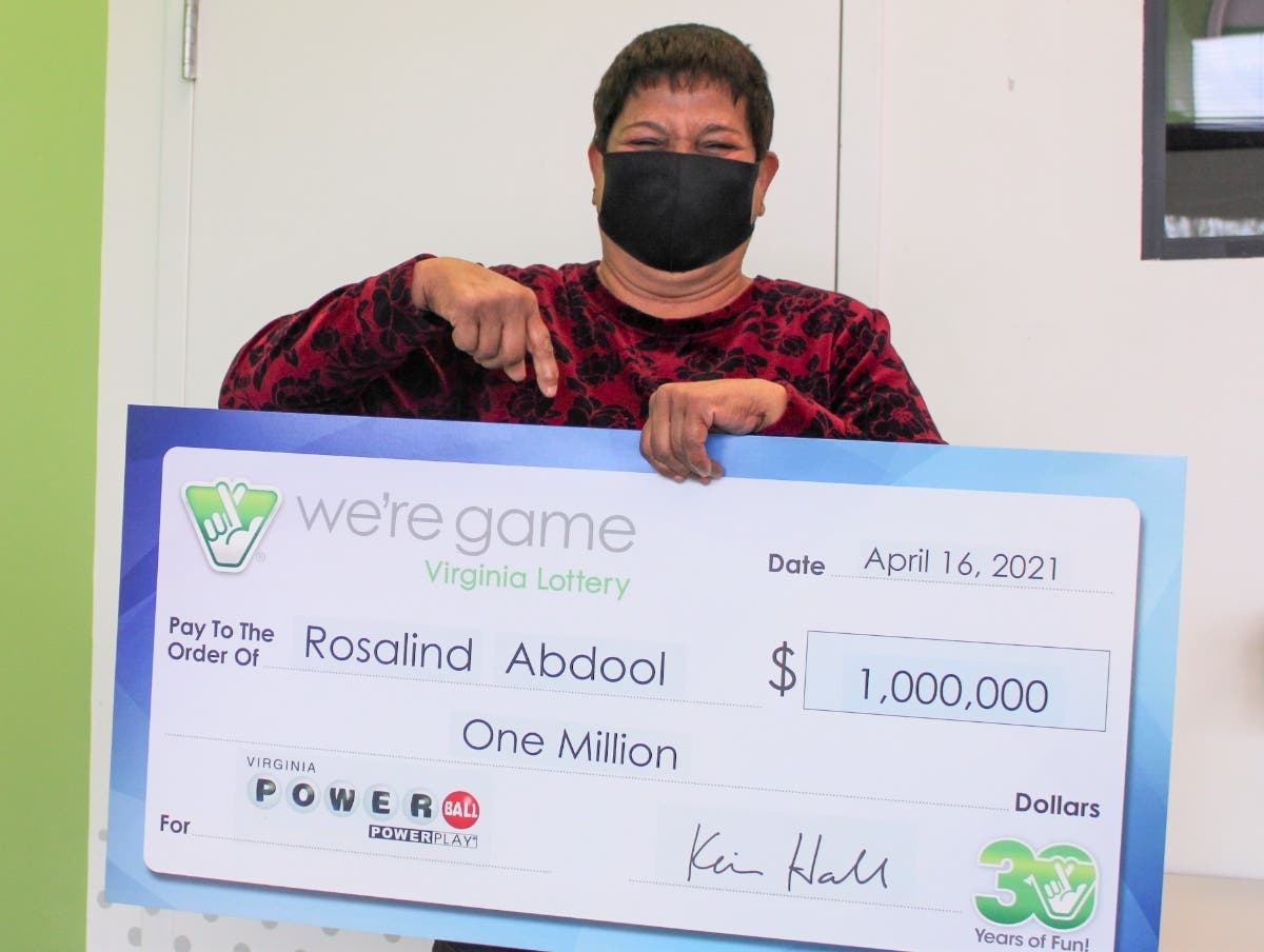 Rosalind Abdool was awarded $1 million from the Virginia Lottery after she purchased a winning Powerball ticket at the Giant Food on Dumfries Road in Manassas. The Powerball drawing was held on March 10. 