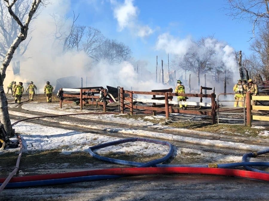 A barn on Downey Mill Road in Lovettsville caught fire on Monday morning, according to a report from Loudoun County Fire and Rescue. Units from Lovettsville, Lucketts, Hamilton, Purcellville, Leesburg, and Frederick County, Maryland responded to the area.