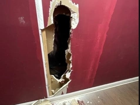 Authorities said a man broke into one business in Stafford and tunneled through a wall to burglarize an adjacent business. 