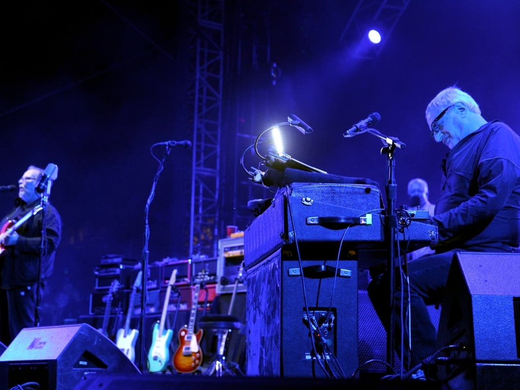 Musician Walter Becker (L) and Donald Fagen of Steely Dan perform onstage during day 1 of the 2015 Coachella Valley Music And Arts Festival.