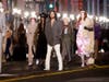 Actor Jared Leto, white pants, walks the runway during the Gucci Love Parade on Tuesday in Hollywood. 