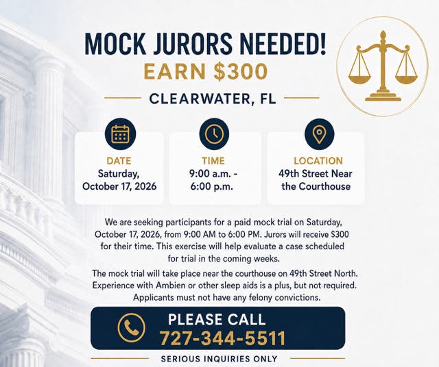 Mock Jurors Needed