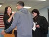 District Judge Jan Vislosky congratulates newly sworn in Falls Township Supervisor Erin Mullen during Monday's board meeting. 