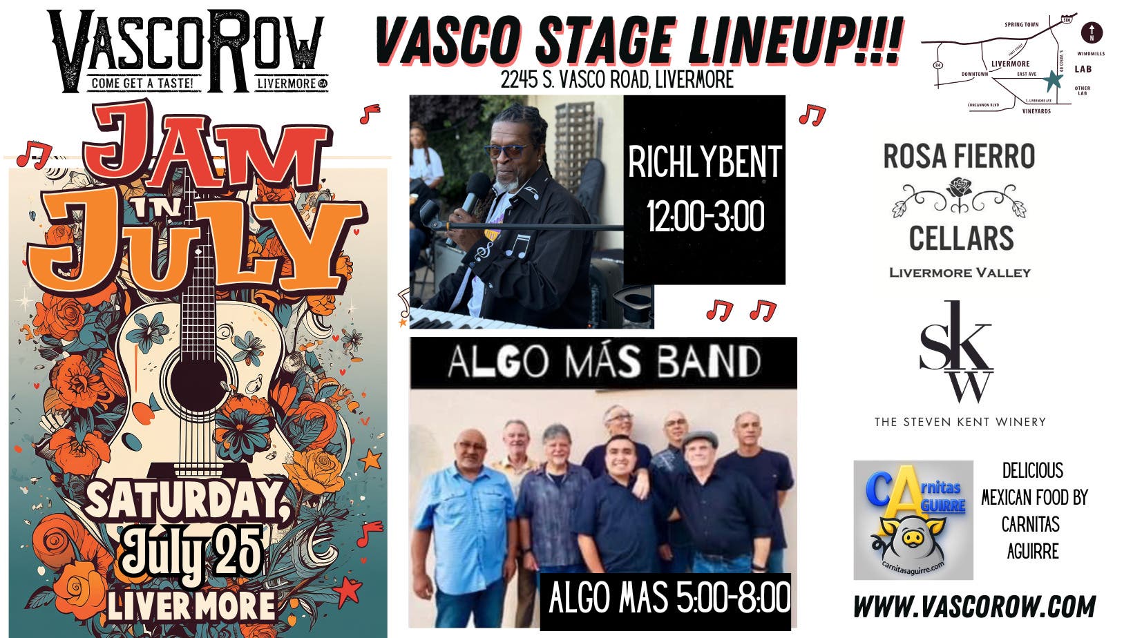 Jam in July - Vasco Stage Lineup at Rosa Fierro Cellars