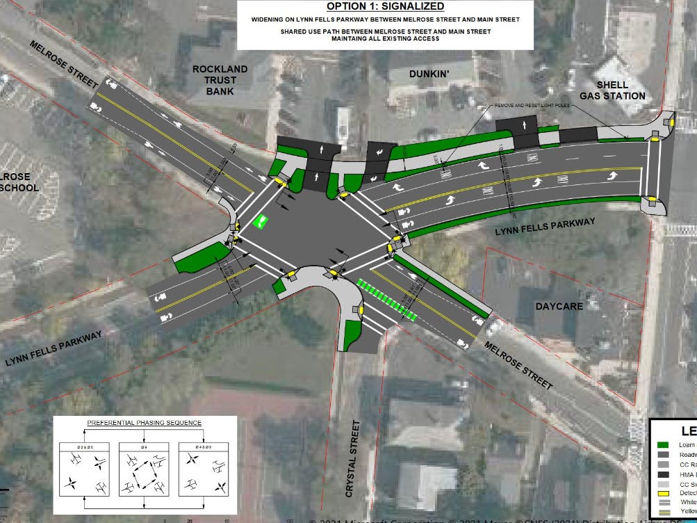 DCR's May 2022 "Preferred Alternative" Design for the intersection of Lynn Fells Parkway, Crystal, and Melrose Street in Melrose, MA